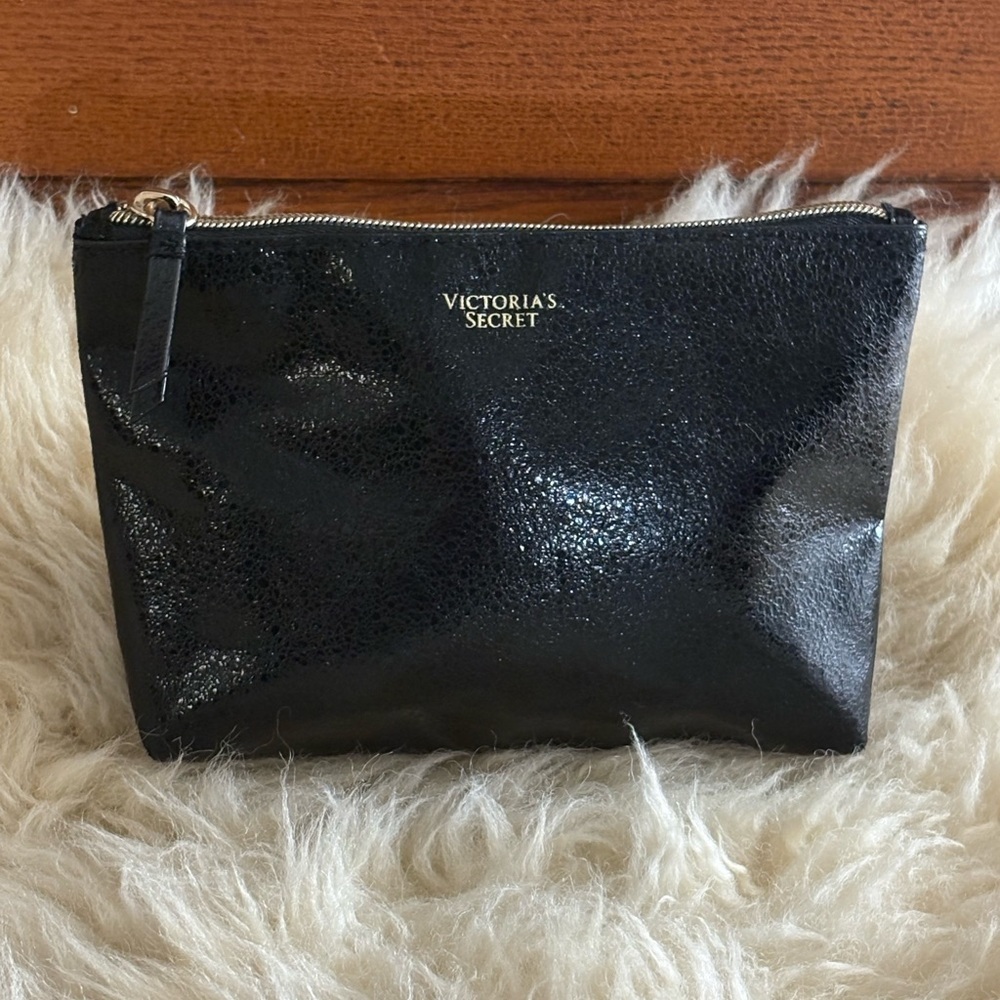 NWOT Victoria's Secret Shimmering Black Cosmetic Pouch Bag